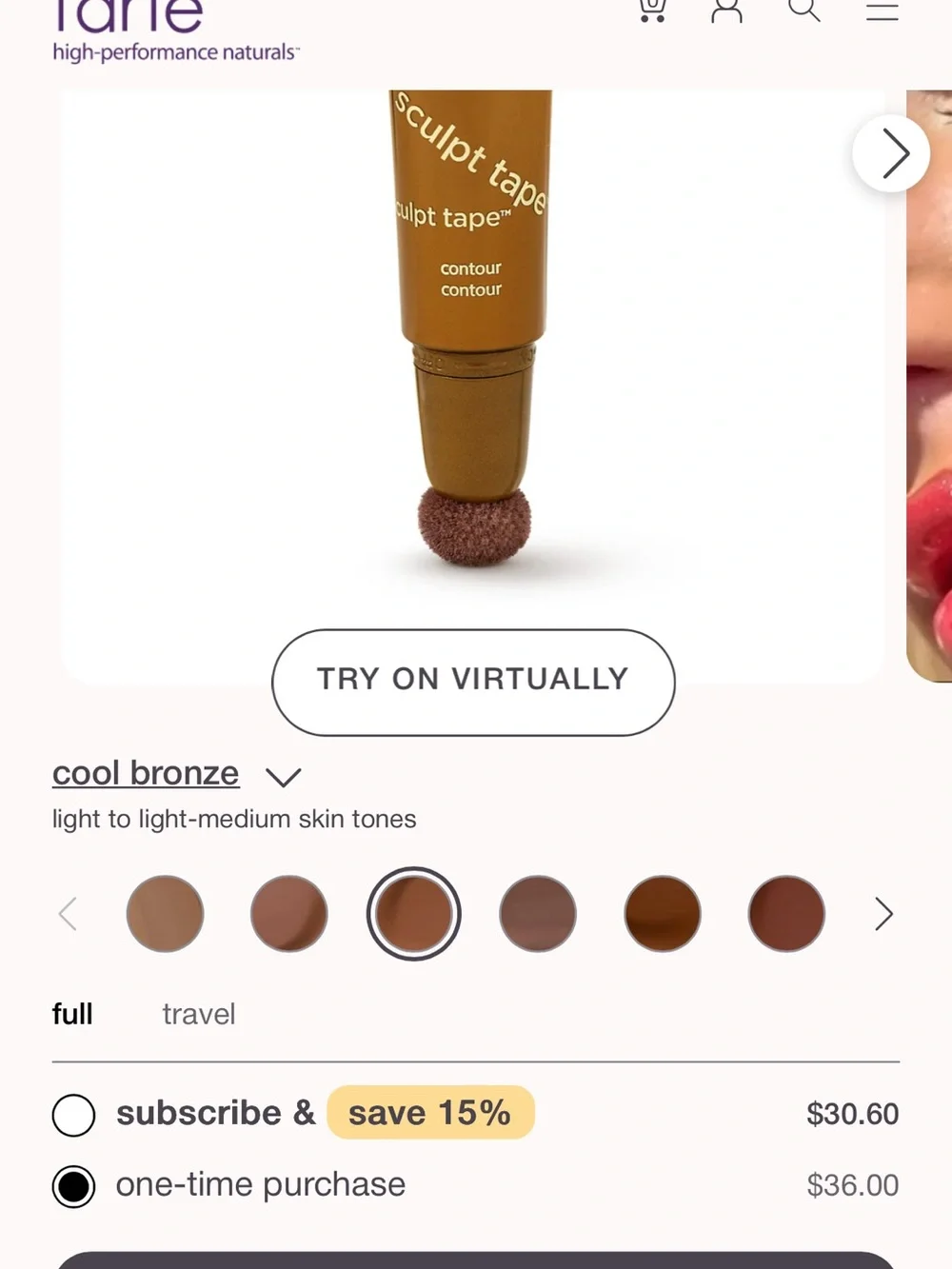 ⭐️ New TARTE  Sculpt Cool Bronze Full Size